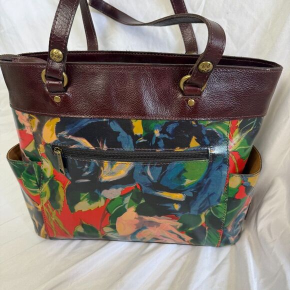 Patricia Nash Bolsena Leather Floral Bright Tote Shoulder Purse Bag Winter Bloom - Picture 3 of 14